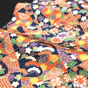 Diagonal Diamonds "Patchwork" Vintage Kimono Silk from Japan 7" x 56"  #4688