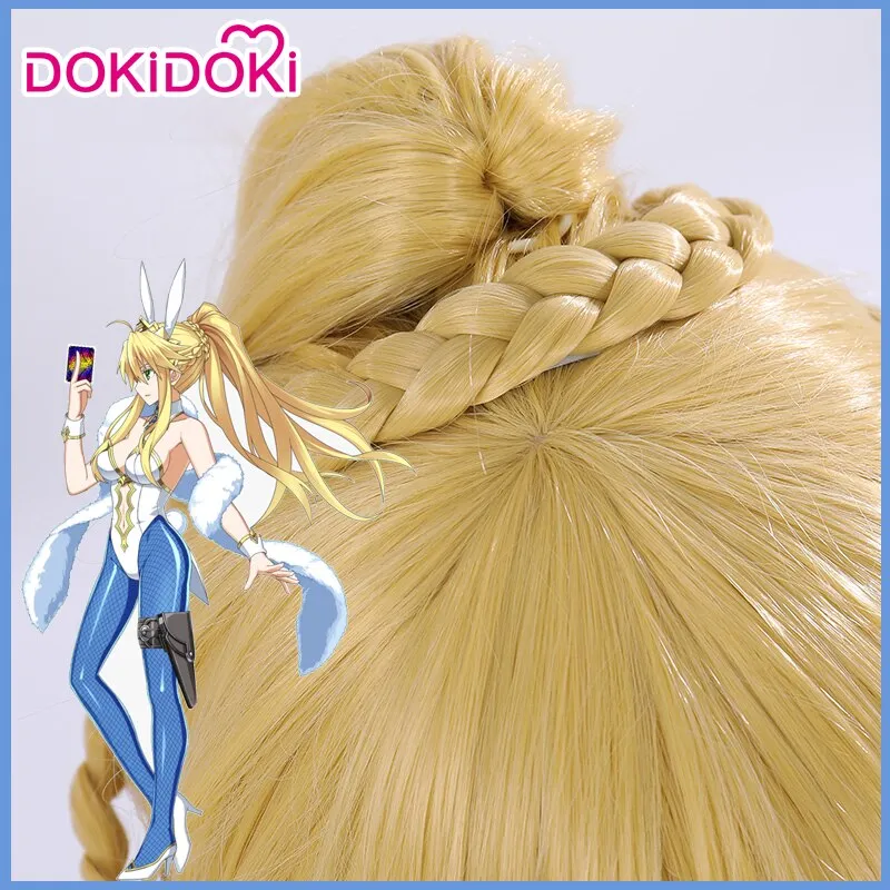 DokiDoki Game Fate/Grand Order Saber Arutoria Pendoragon Cosplay Wig Blonde Heat Resistant Hair