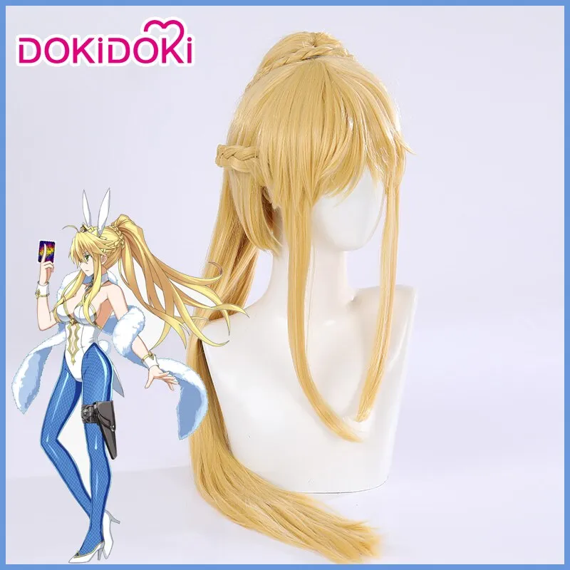 DokiDoki Game Fate/Grand Order Saber Arutoria Pendoragon Cosplay Wig Blonde Heat Resistant Hair