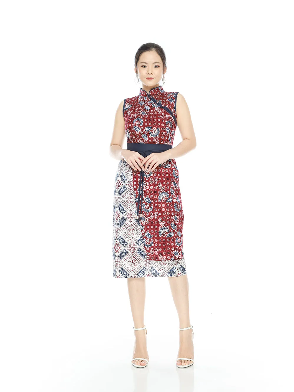 Dress Grey Block Obi Cheongsam
