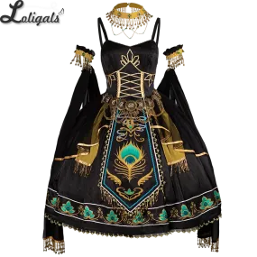 Egyptian Exotic Costume Ethnic Sleeveless Lolita Dress w. Shawls by Ocelot ~ Anubis