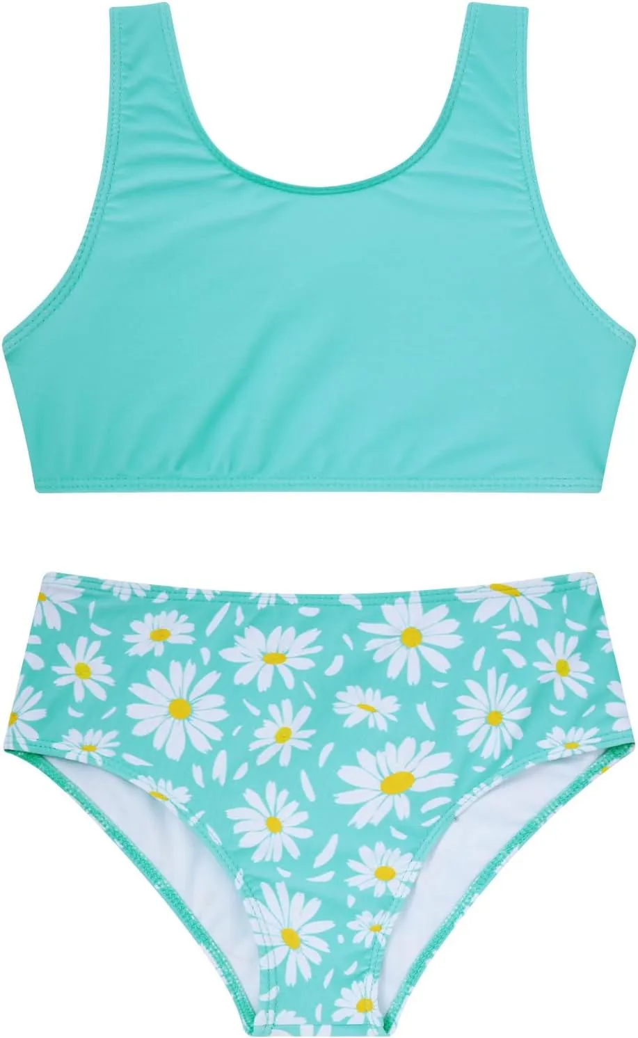 Enlifety Girls Swimsuit 3 Piece Bikini Bathing Suit Quick Dry Swimwear Sun Protection Cover-Up Sets 5-12 Years