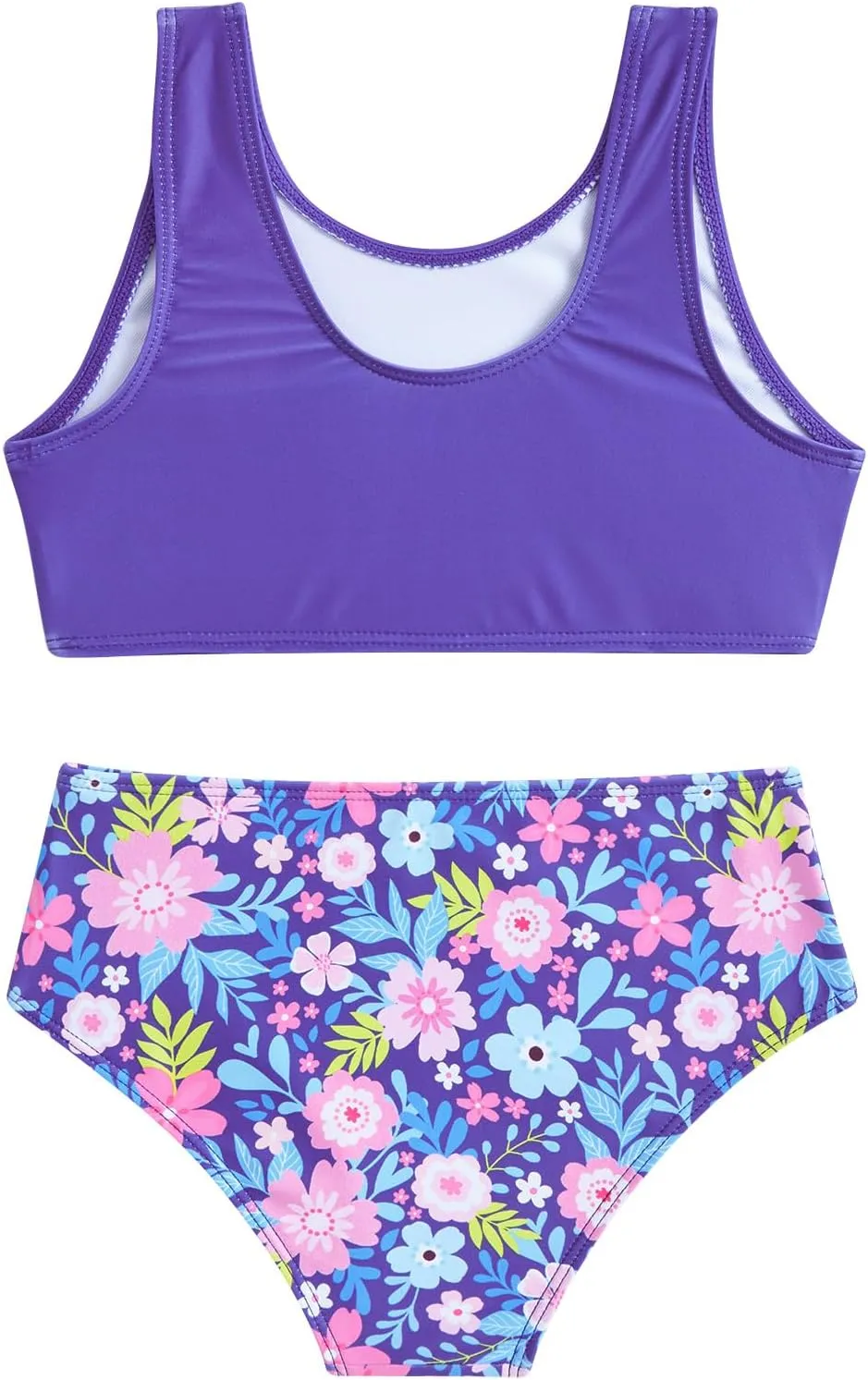 Enlifety Girls Swimsuit 3 Piece Bikini Bathing Suit Quick Dry Swimwear Sun Protection Cover-Up Sets 5-12 Years