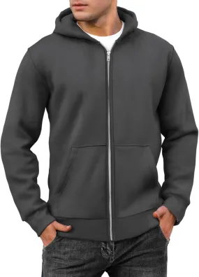 evzosrz Mens Full Zip Hoodies Fleece Lined Baggy Hooded Sweatshirts Casual Athletic Long Sleeve Pullover Hoodie with Pockets