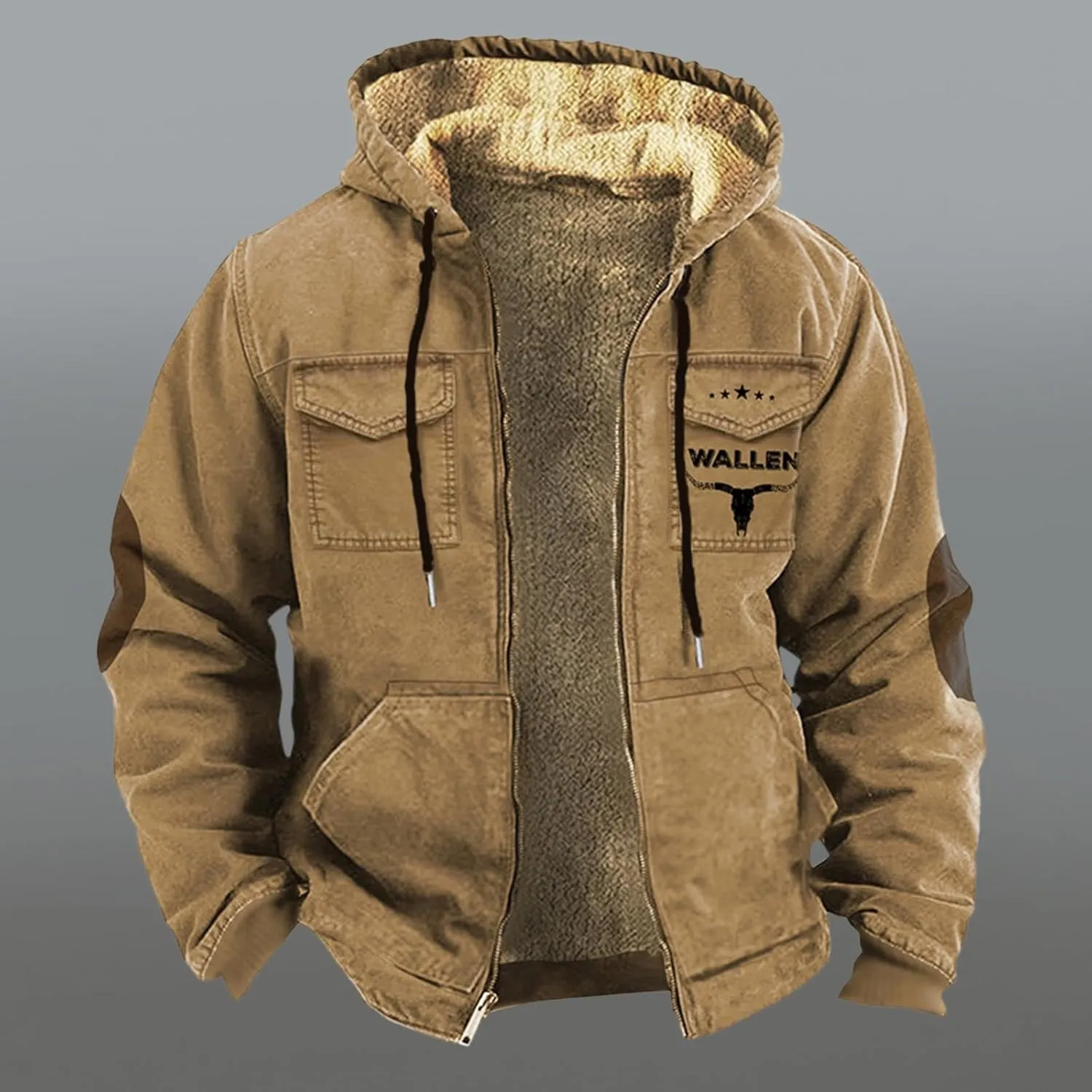 Flannel Shirt for Men Fashion Casual Solid Color Zipper Pocket Leather Jacket Coat Mens Gifts for Birthday