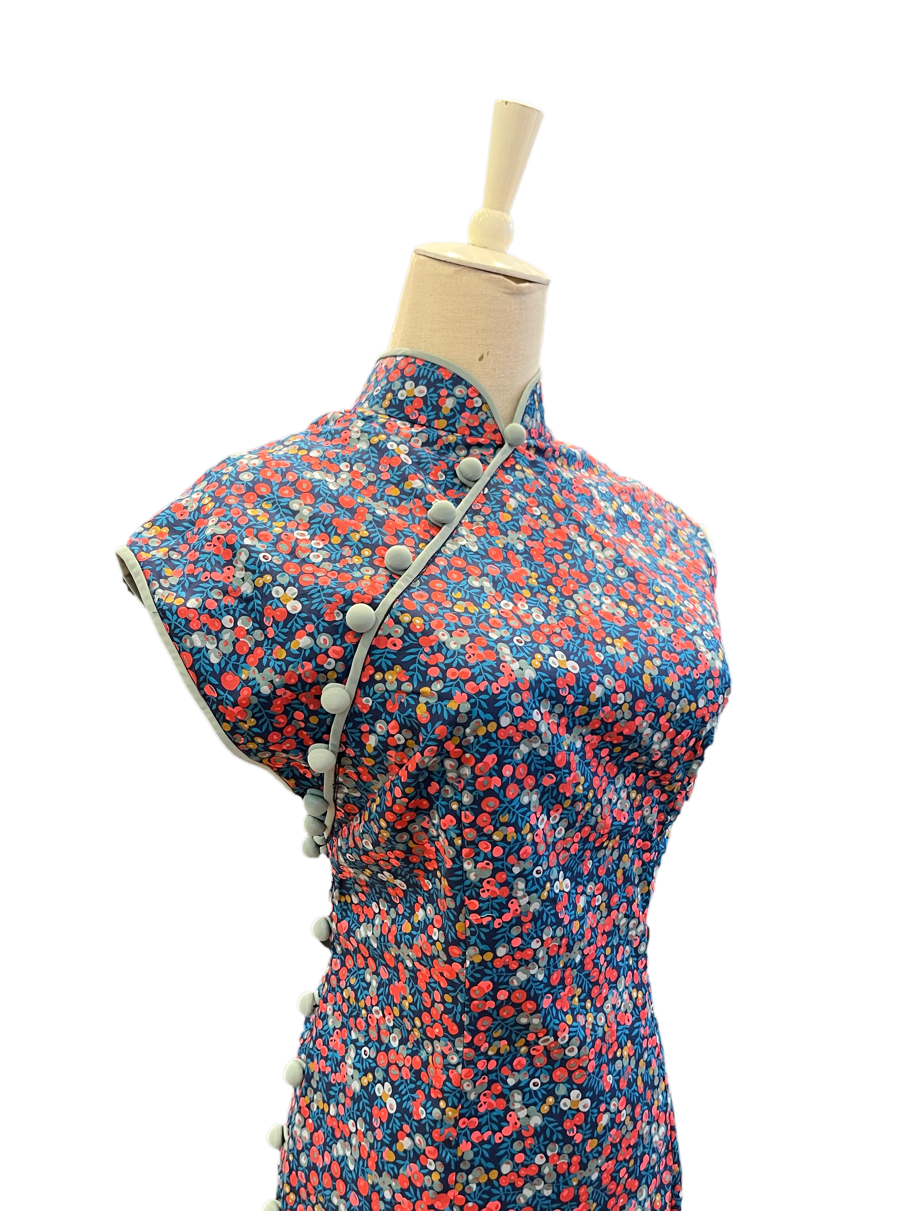 Floral Liberty Cheongsam with Short Cap Sleeve