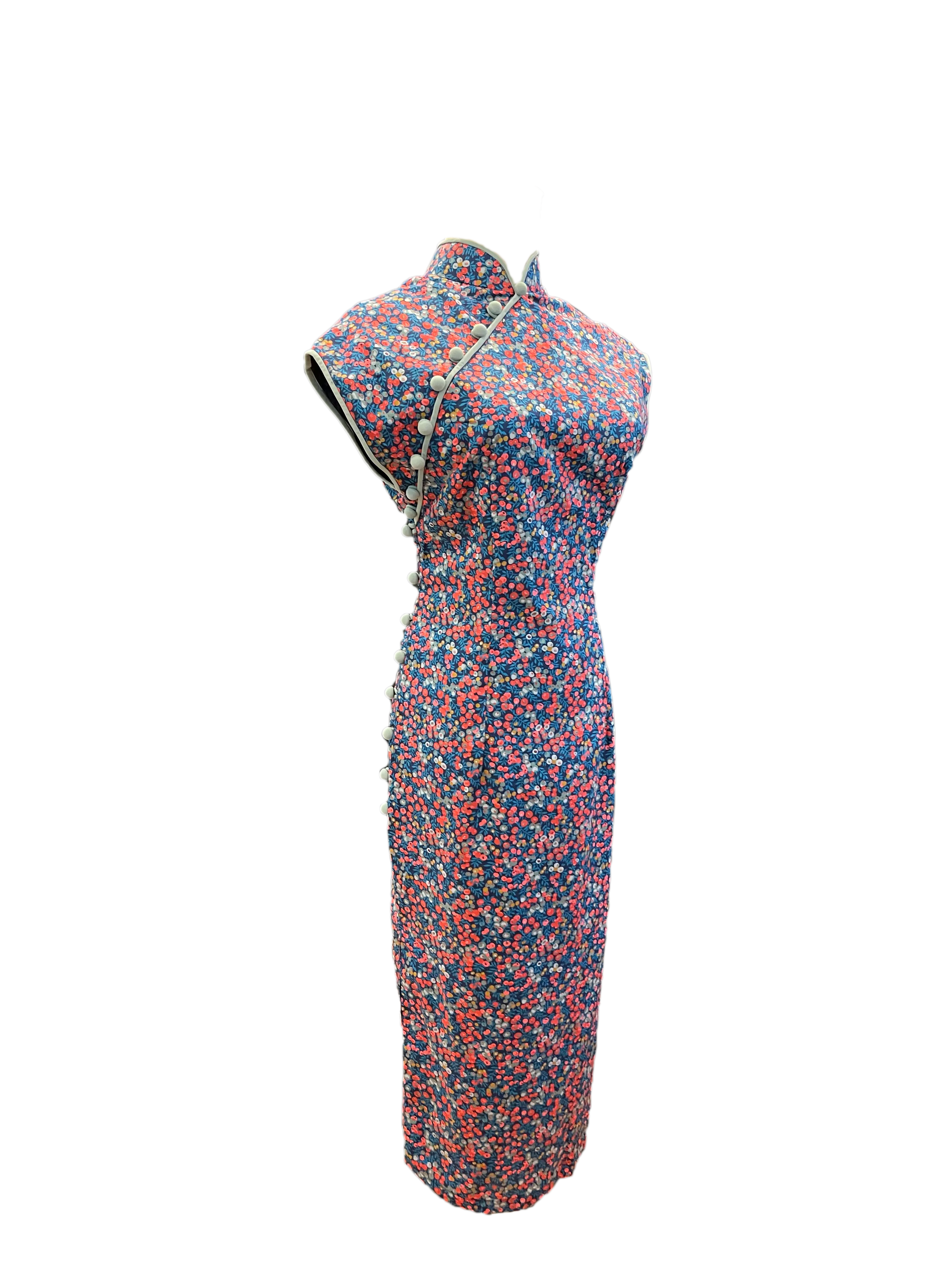Floral Liberty Cheongsam with Short Cap Sleeve