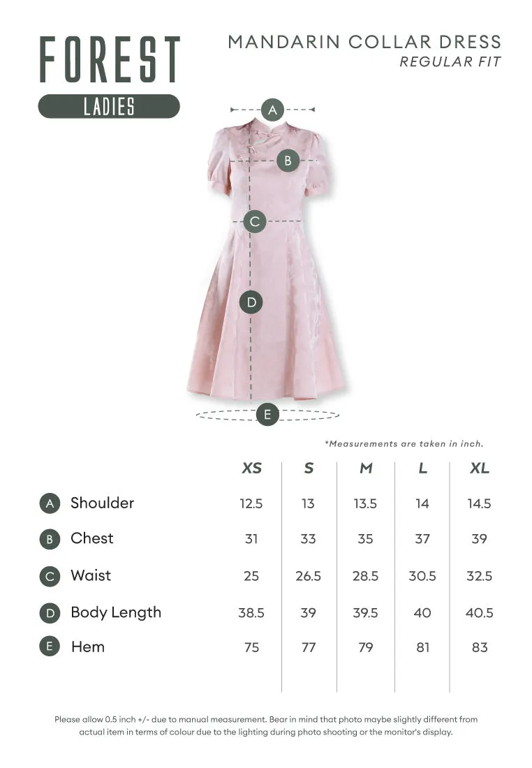 Forest Ladies Jacquard Puff Sleeve Cheongsam Dress Women Fit & Flare Cheongsam - 885089
