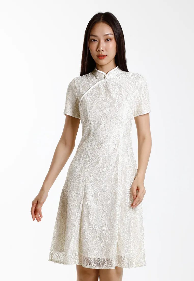 Forest Ladies Lace Cheongsam Dress Women Fit & Flare Cheongsam - 885087