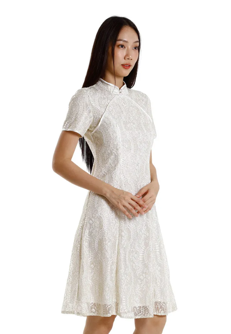 Forest Ladies Lace Cheongsam Dress Women Fit & Flare Cheongsam - 885087