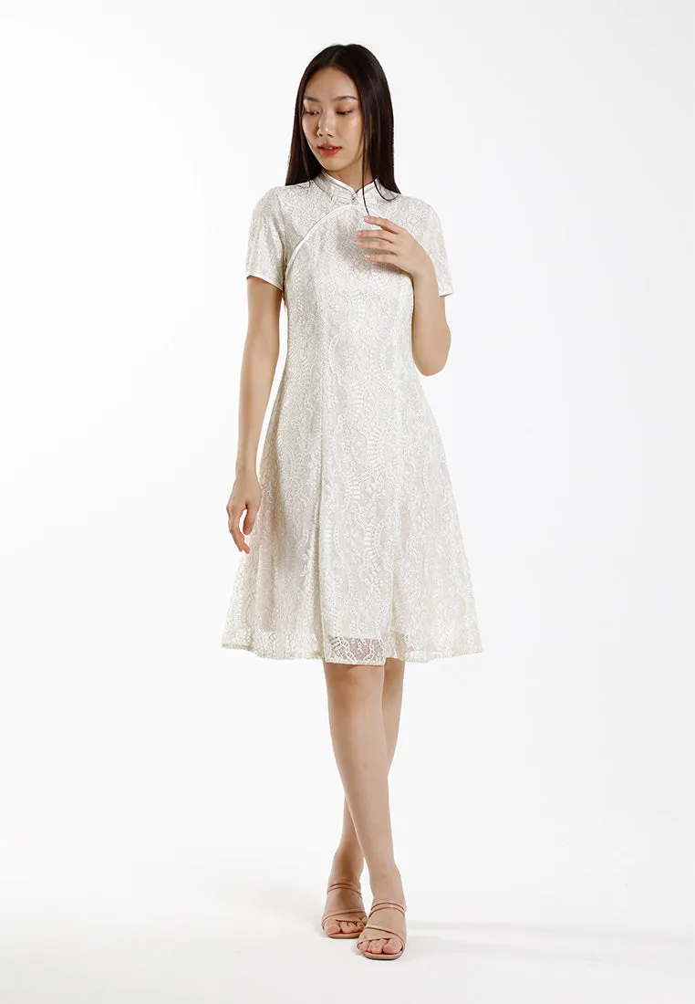 Forest Ladies Lace Cheongsam Dress Women Fit & Flare Cheongsam - 885087