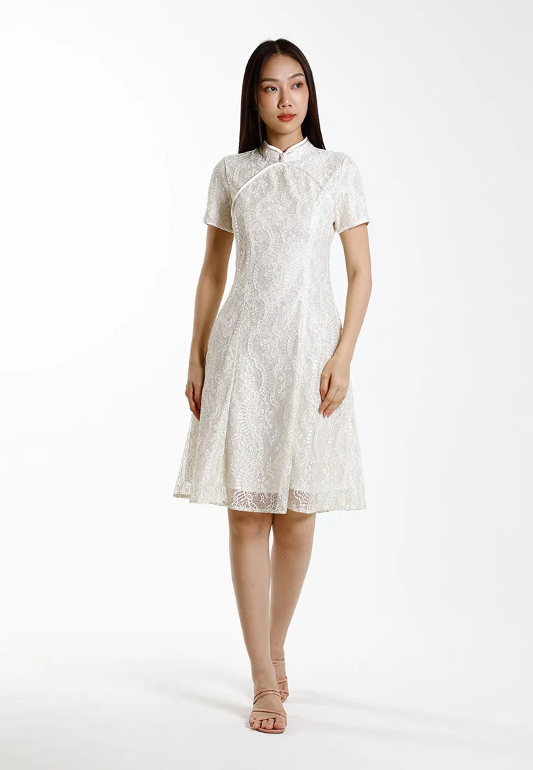 Forest Ladies Lace Cheongsam Dress Women Fit & Flare Cheongsam - 885087