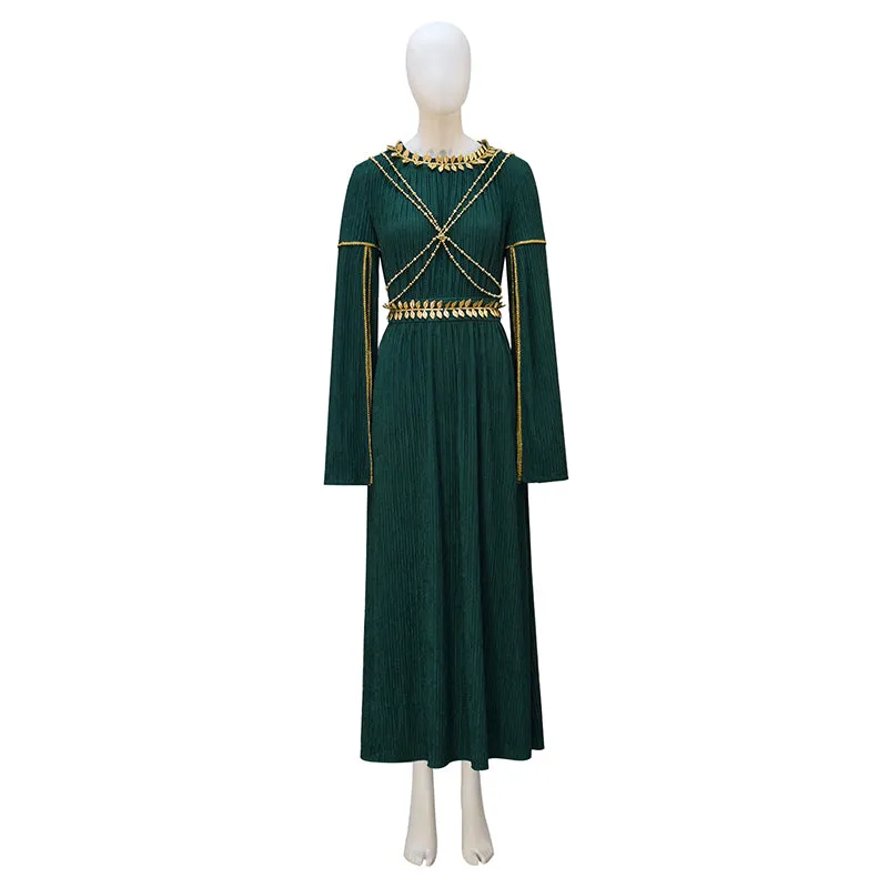 Galadriel Green Dress The Rings of Power Season 2 Cosplay Costume Halloween Suit
