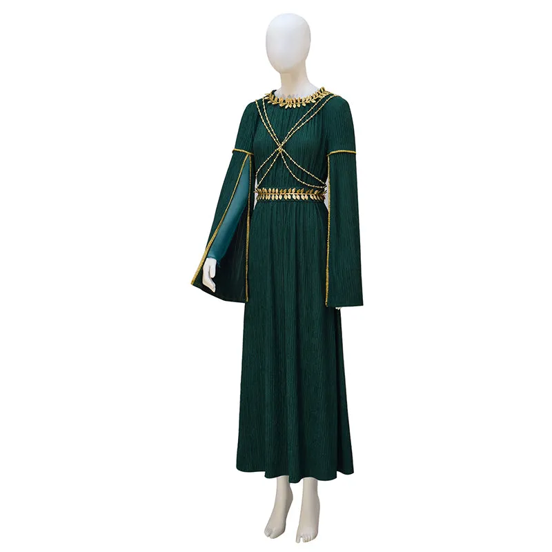 Galadriel Green Dress The Rings of Power Season 2 Cosplay Costume Halloween Suit