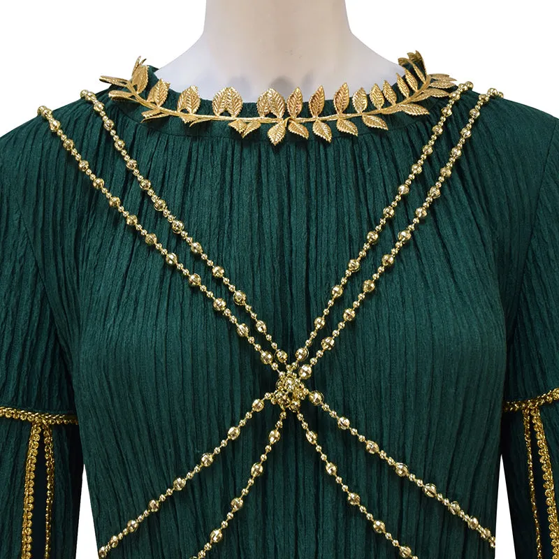 Galadriel Green Dress The Rings of Power Season 2 Cosplay Costume Halloween Suit