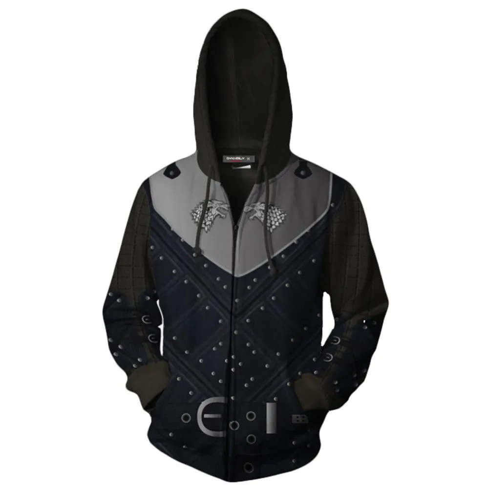 Game of Thrones Unisex Jon snow Zip Sweater Hoodie