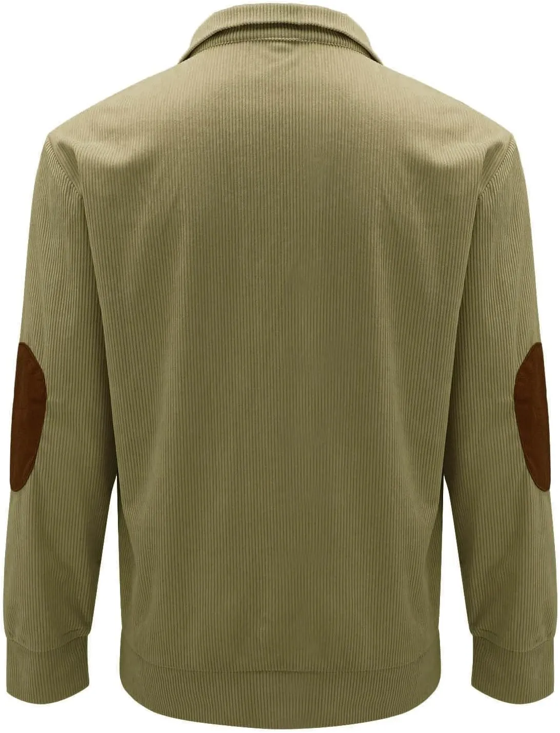 GIERIDUC Mens Corduroy Shirts Casual Lapel Collar Button Up Patchwork Pullover Mock Neck Long Sleeve Sweaters Polo Sweatshirt
