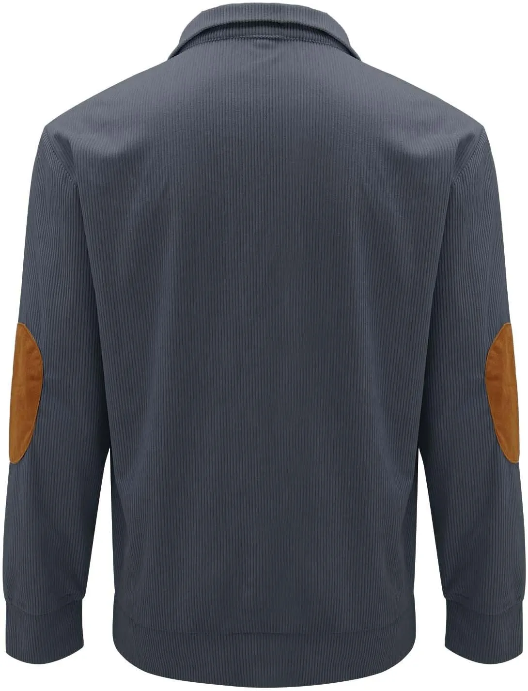 GIERIDUC Mens Corduroy Shirts Casual Lapel Collar Button Up Patchwork Pullover Mock Neck Long Sleeve Sweaters Polo Sweatshirt