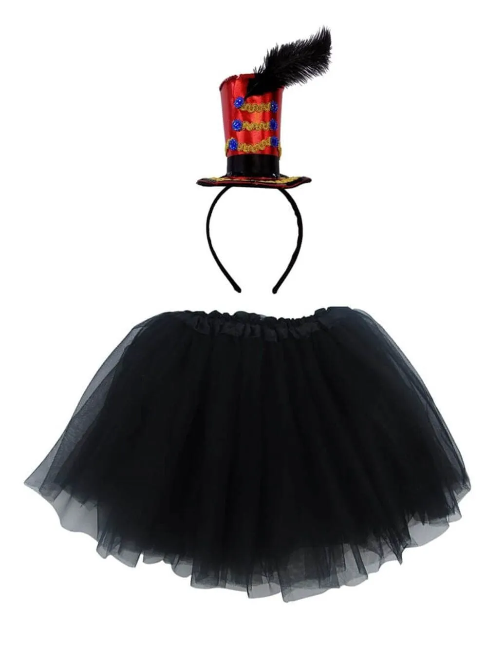 Girls Greatest Showman Inspired Circus Ringmaster Costume - Complete Kids Costume Set with Black Tutu & Headband Hat