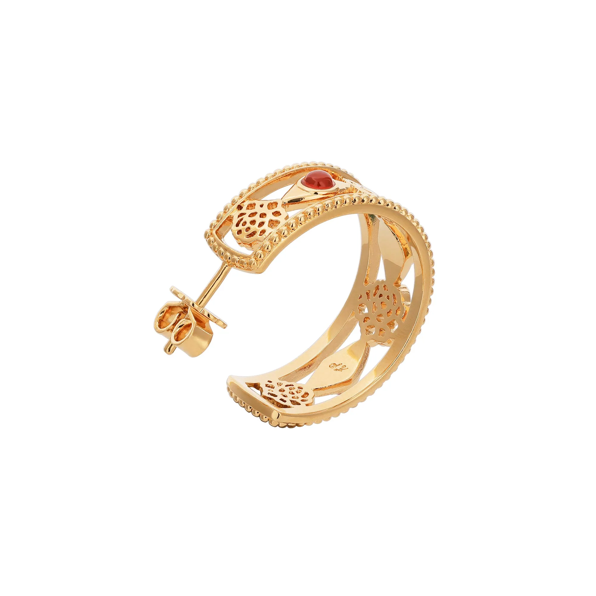 Golden Tang Peony Hoop Earrings