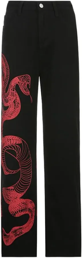 HeiBai Xiong Gothic Baggy Cargo Pants for Women Or Teens Girls Alt Fashion Trousers