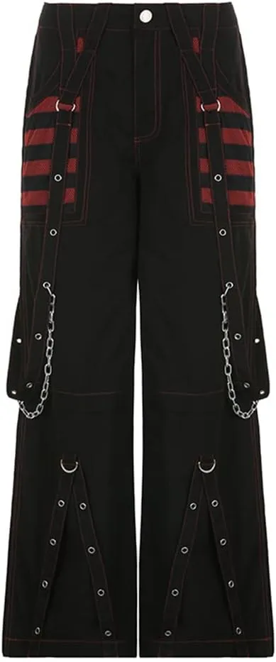 HeiBai Xiong Gothic Baggy Cargo Pants for Women Or Teens Girls Alt Fashion Trousers