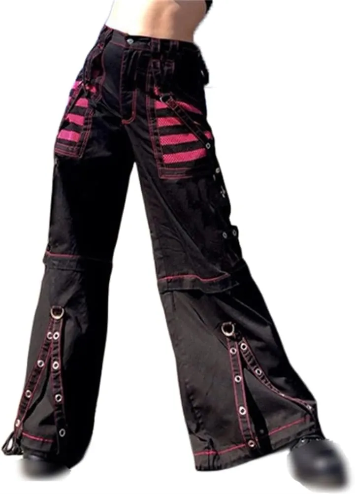 HeiBai Xiong Gothic Baggy Cargo Pants for Women Or Teens Girls Alt Fashion Trousers