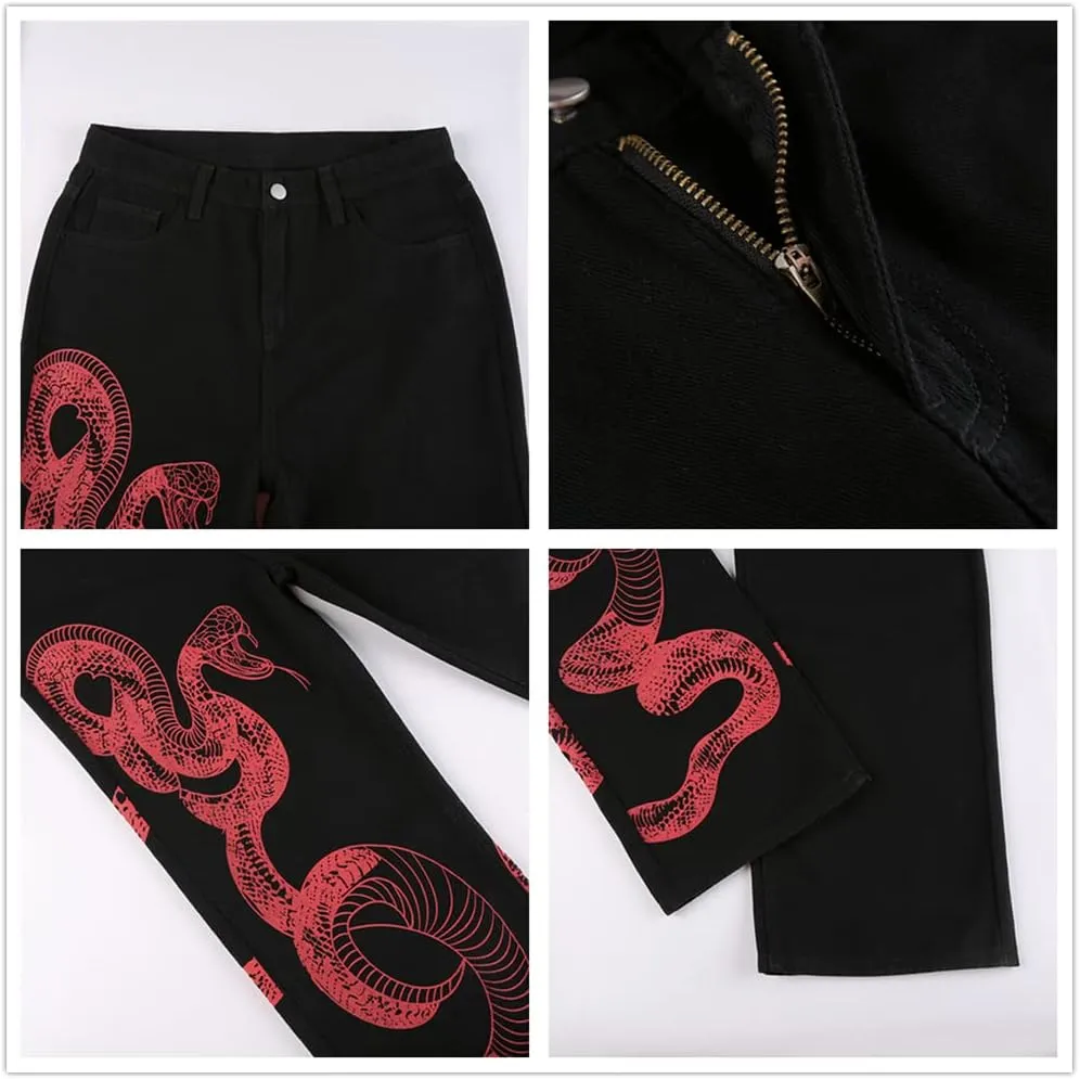 HeiBai Xiong Gothic Baggy Cargo Pants for Women Or Teens Girls Alt Fashion Trousers