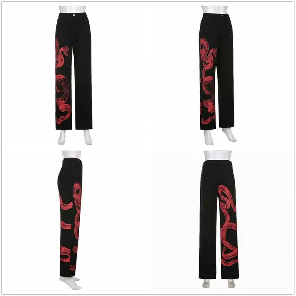 HeiBai Xiong Gothic Baggy Cargo Pants for Women Or Teens Girls Alt Fashion Trousers