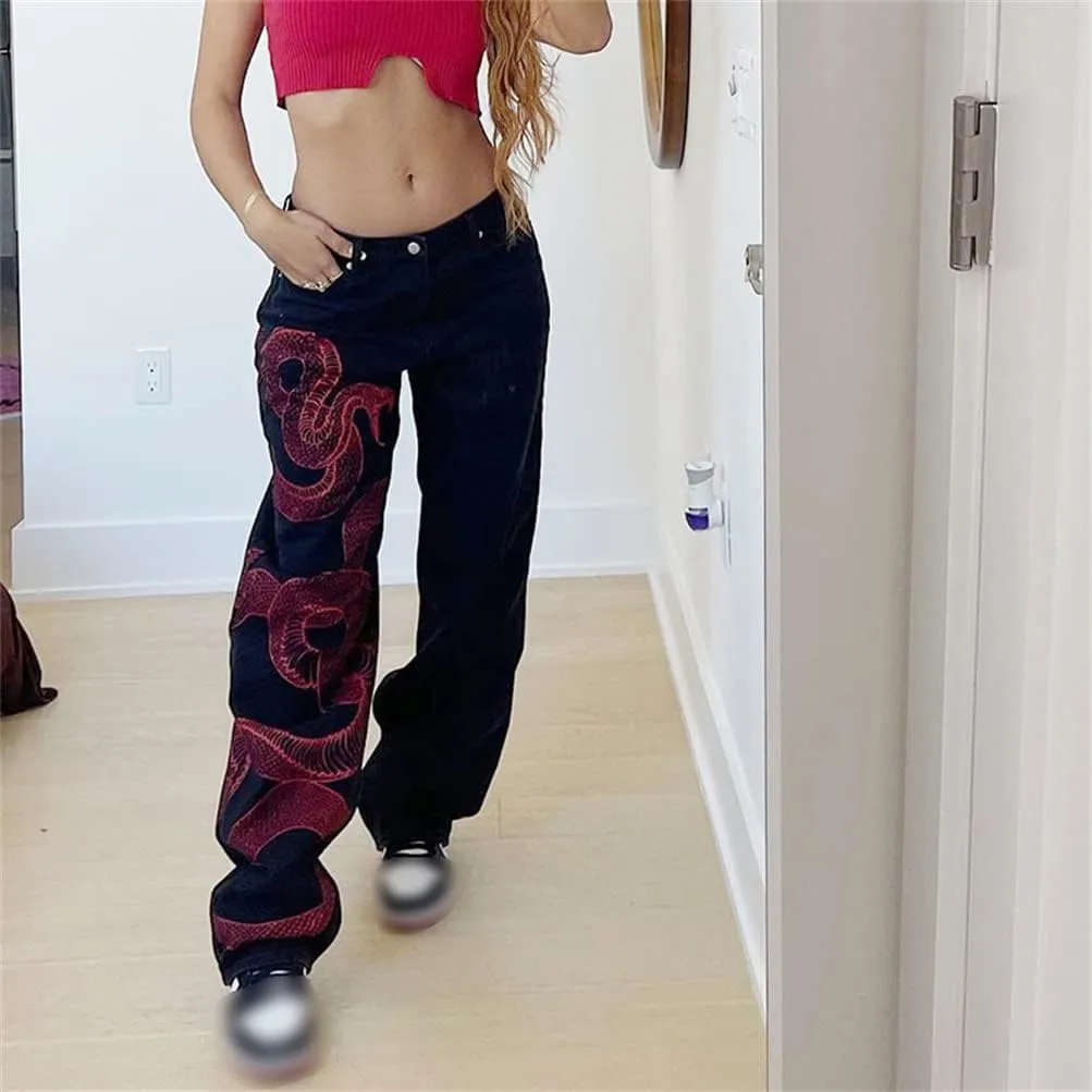HeiBai Xiong Gothic Baggy Cargo Pants for Women Or Teens Girls Alt Fashion Trousers