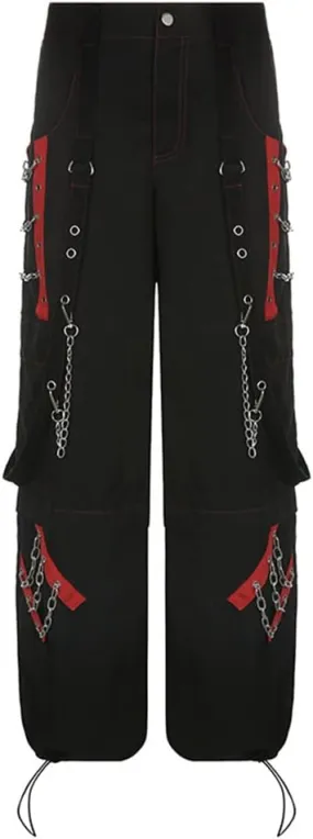 HeiBai Xiong Gothic Baggy Cargo Pants for Women Or Teens Girls Alt Fashion Trousers