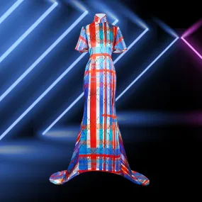 【HK SPIRIT】100% Silk Cheongsam (Ruffle Sleeve) (紅白藍)