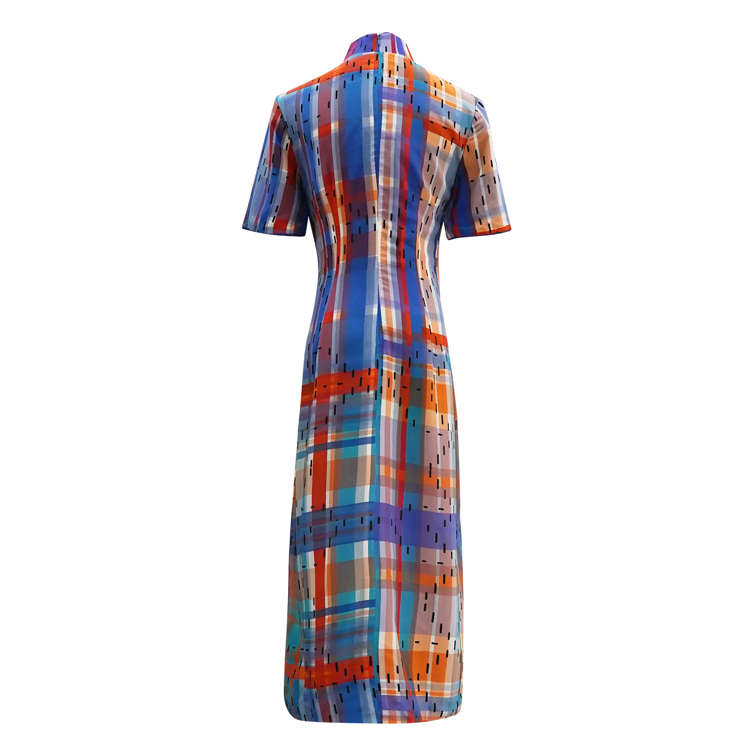 【HK SPIRIT】100% Silk Crystal Cheongsam (Cap Sleeve) (紅白藍)