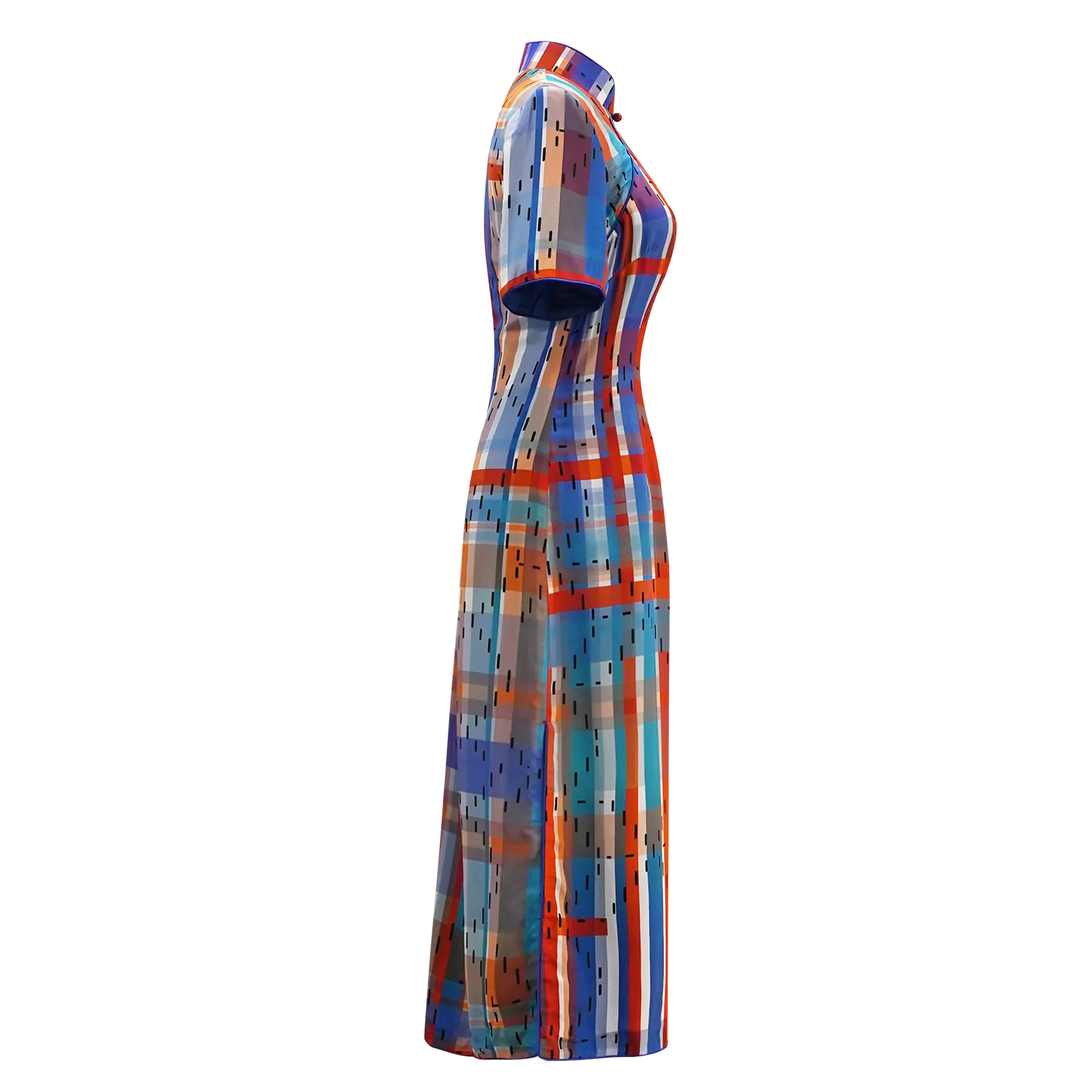 【HK SPIRIT】100% Silk Crystal Cheongsam (Cap Sleeve) (紅白藍)