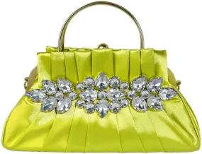 IAMUHI Women Retro Satin Evening Handbag Pleated Rhinestone Clutch Bag Party Wedding Crossbody Shoulder Purse with Chain