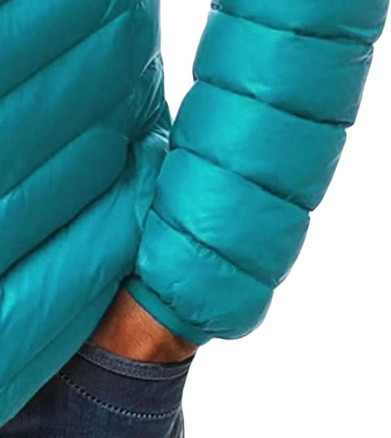 JEsilunmaMY Men's Stand Collar Puffer Down Jacket Lightweight Full Zip Packable Winter Jacket Solid Color Windproof Warm Coat