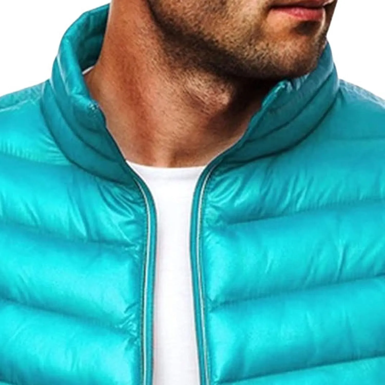 JEsilunmaMY Men's Stand Collar Puffer Down Jacket Lightweight Full Zip Packable Winter Jacket Solid Color Windproof Warm Coat