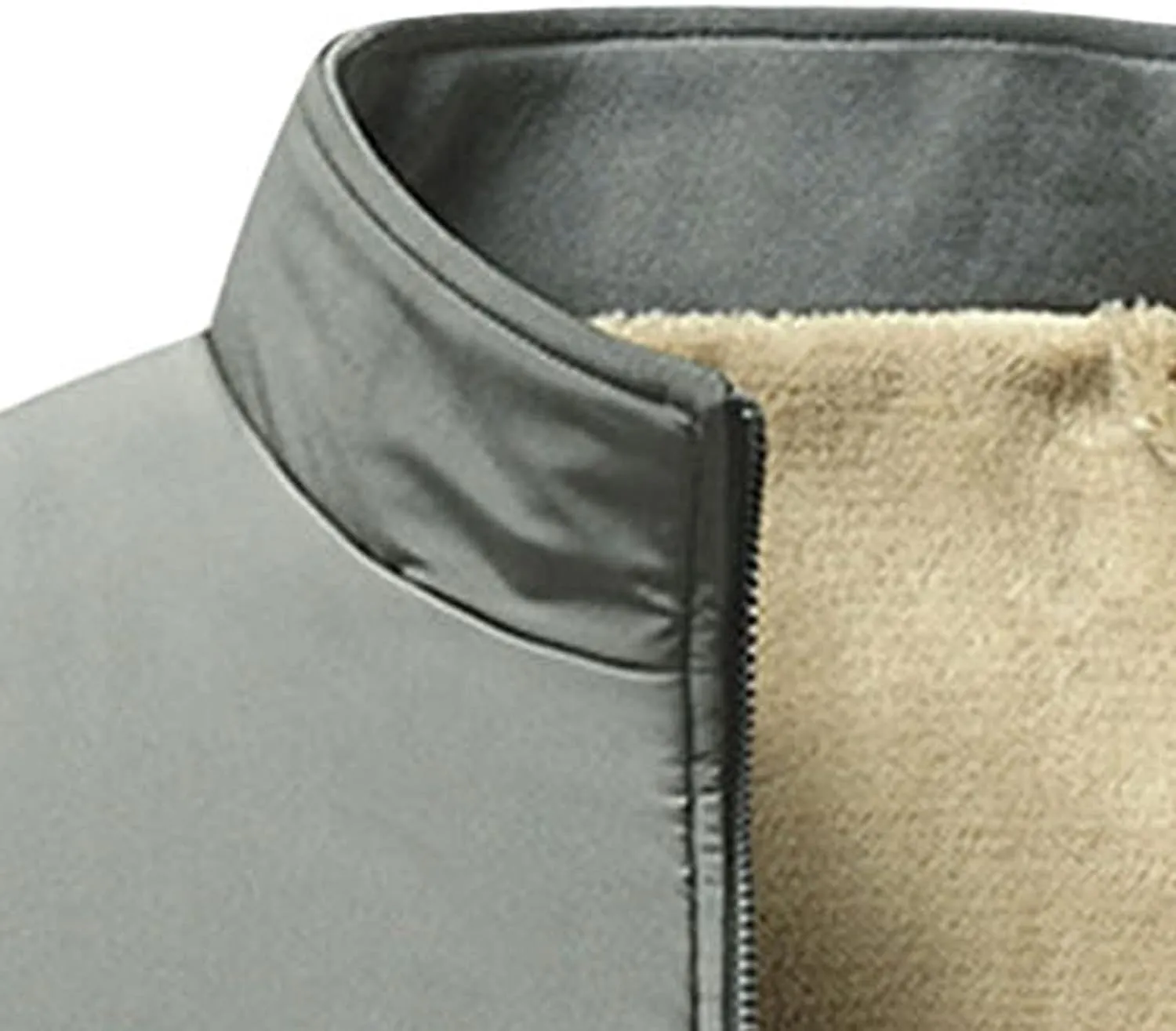 JEsilunmaMY Men's Warm Winter Thicken Sherpa Jacket Full Zip Stand Collar Fleece Lined Coat Casual Bomber Cotton Jacket