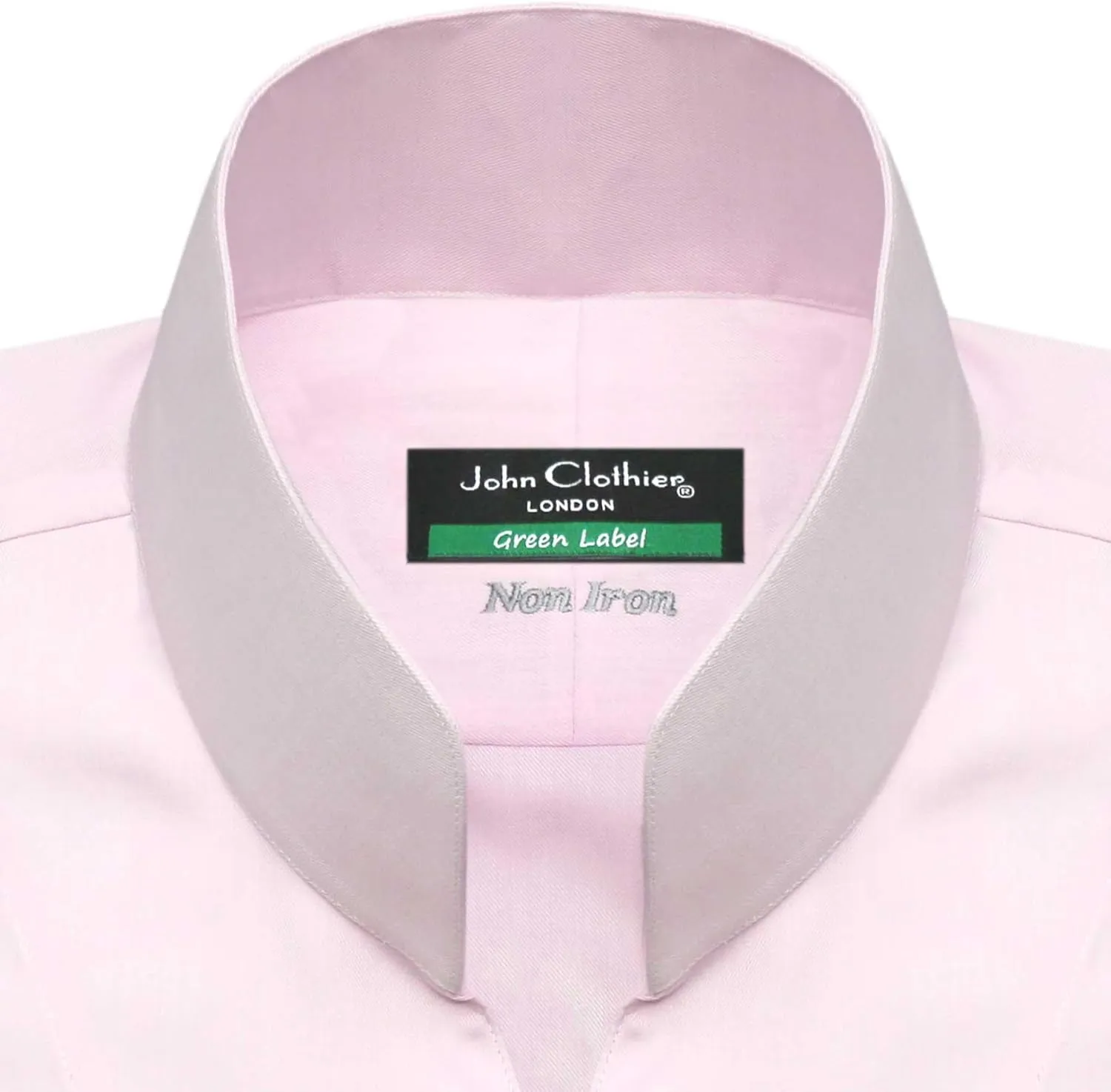 John Clothier High Open Collar Pink Non Iron Men's Long Sleeves Shirt