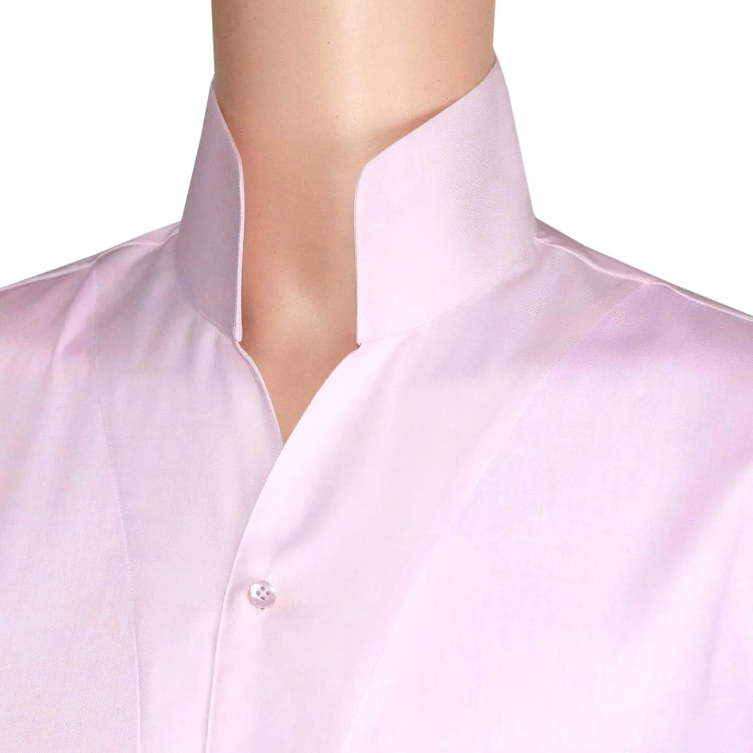 John Clothier High Open Collar Pink Non Iron Men's Long Sleeves Shirt