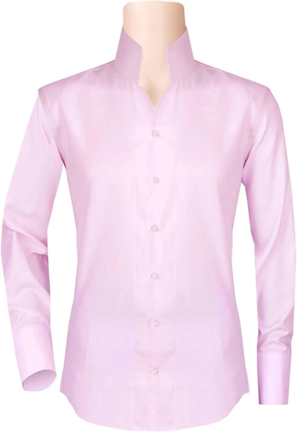 John Clothier High Open Collar Pink Non Iron Men's Long Sleeves Shirt