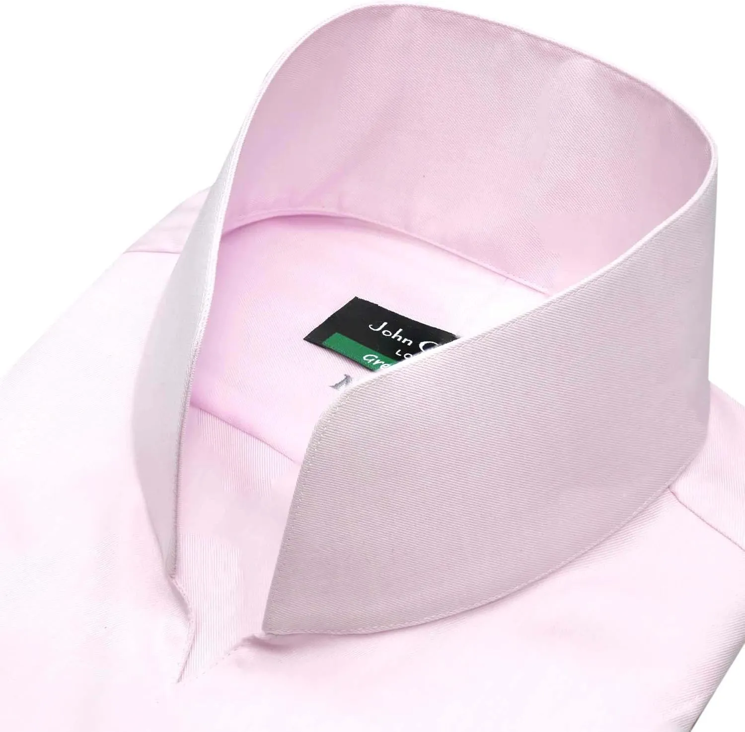 John Clothier High Open Collar Pink Non Iron Men's Long Sleeves Shirt