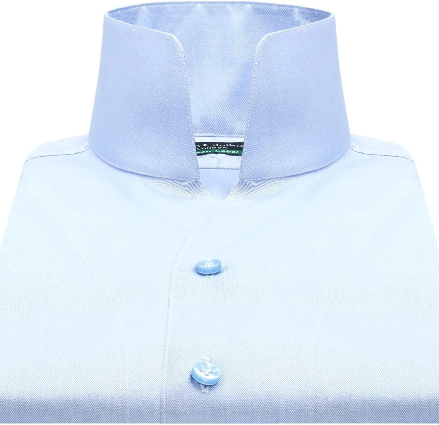 John Clothier High Open Collar Sky Blue Non Iron Men's Long Sleeves Shirt