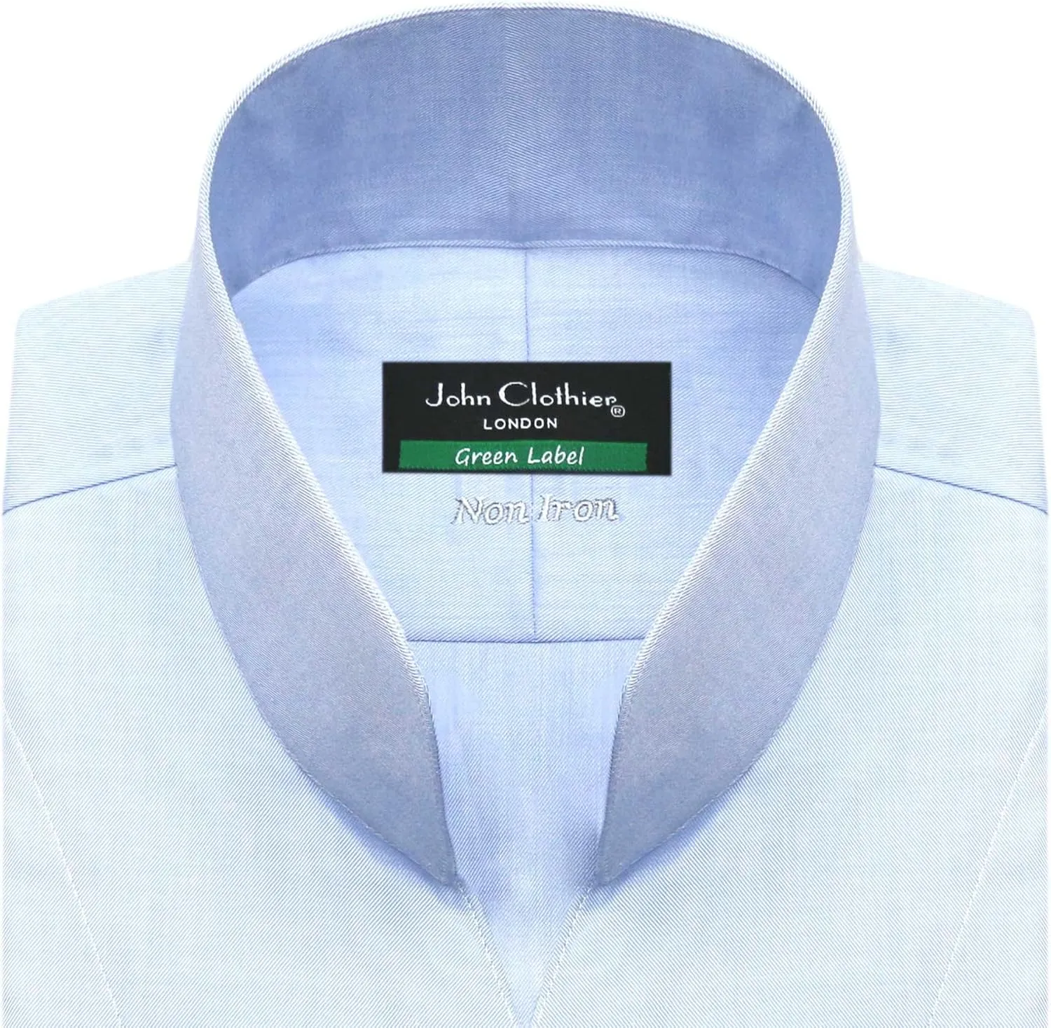 John Clothier High Open Collar Sky Blue Non Iron Men's Long Sleeves Shirt
