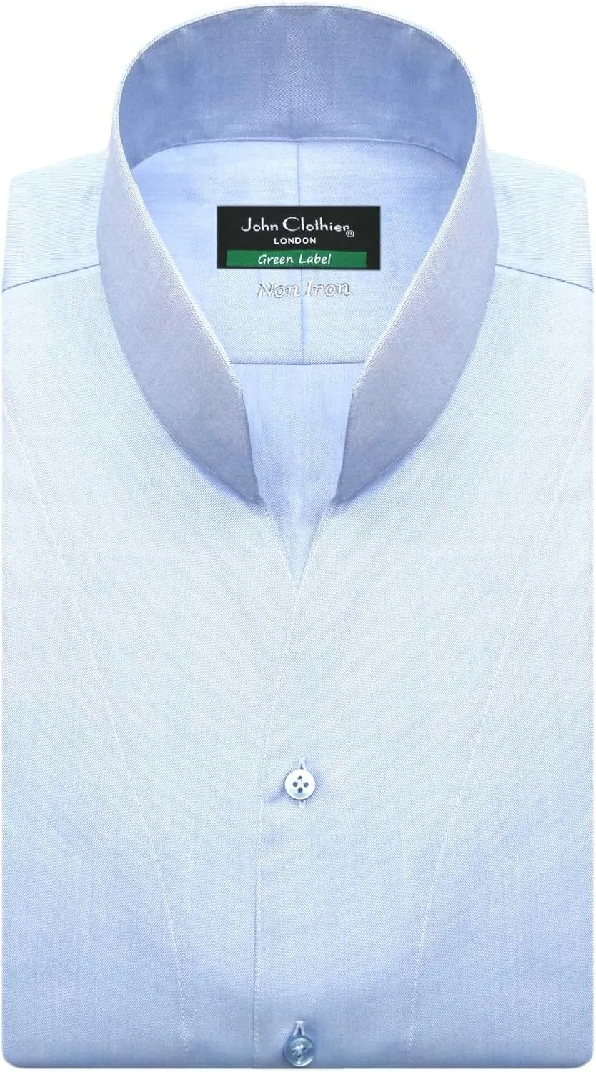 John Clothier High Open Collar Sky Blue Non Iron Men's Long Sleeves Shirt