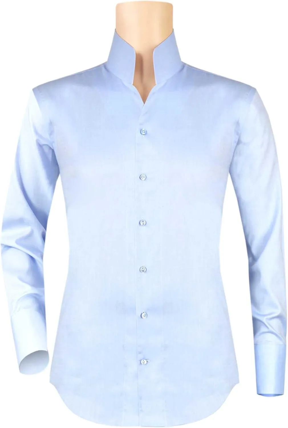 John Clothier High Open Collar Sky Blue Non Iron Men's Long Sleeves Shirt