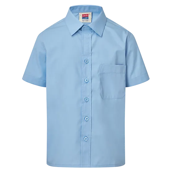 Kids Short Sleeve School Shirt with Velcro Fastening 2 Pack