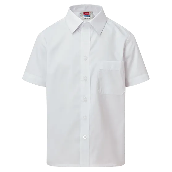 Kids Short Sleeve School Shirt with Velcro Fastening 2 Pack