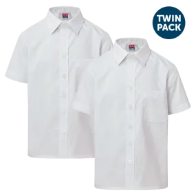 Kids Short Sleeve School Shirt with Velcro Fastening 2 Pack