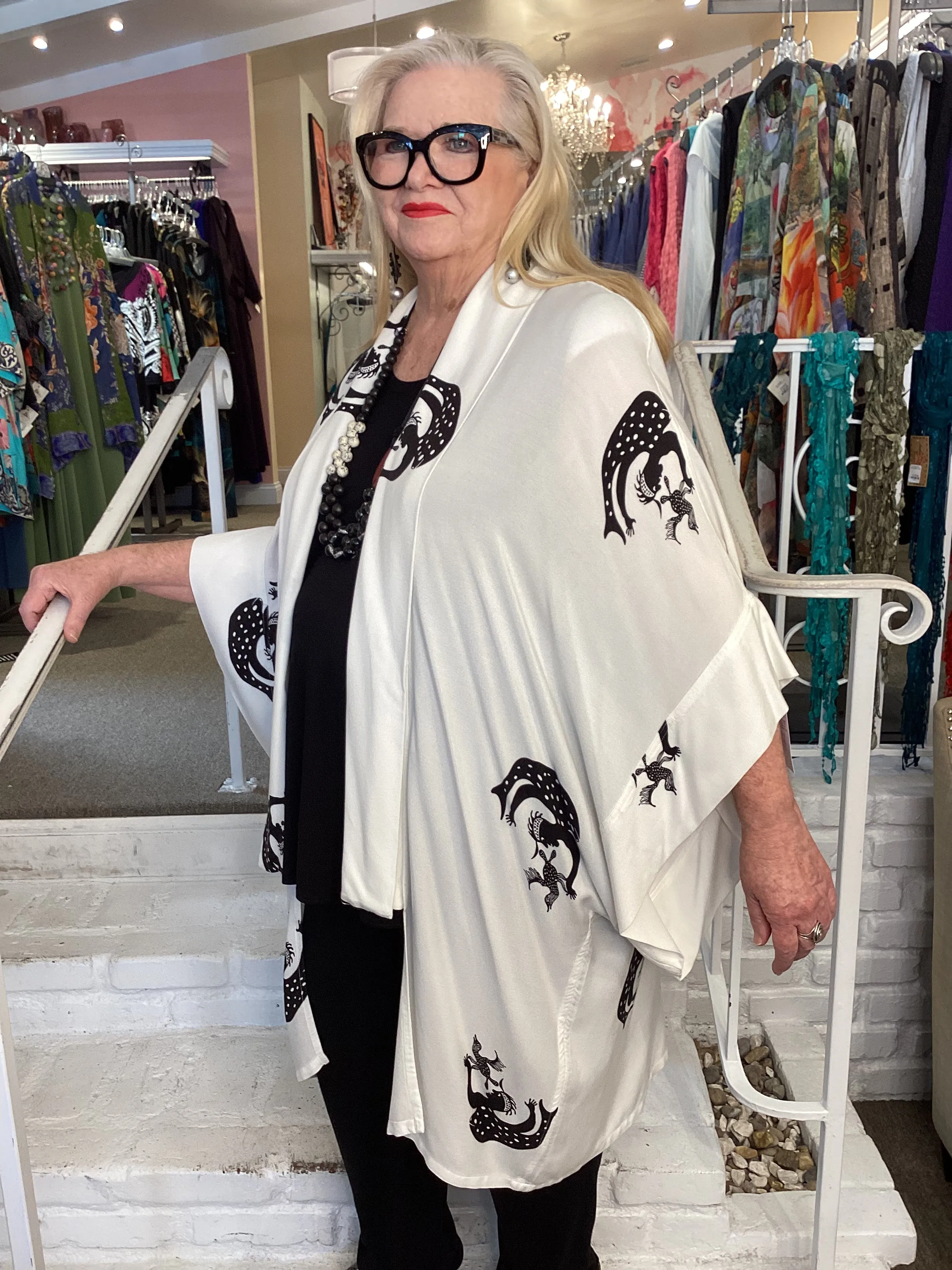 KIMONO - TRIBAL PRINT WHITE
